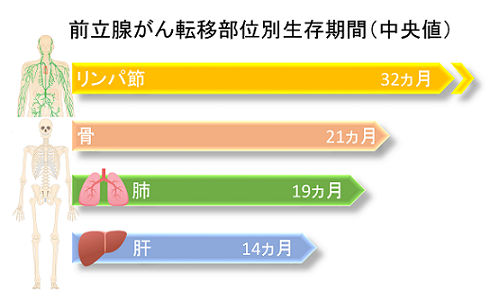 前立腺がん転移部位別生存期間（中央値）_3