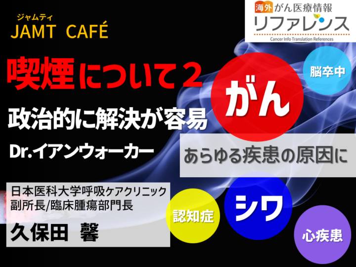 【JAMT Café】喫煙について② 政治的に解決が可能 Dr.イアンウォーカーの画像